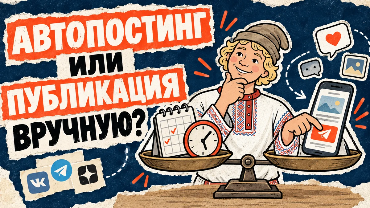 Автопостинг или ручная публикация: когда автоматизация оправданна — обложка статьи ЕмеляСам