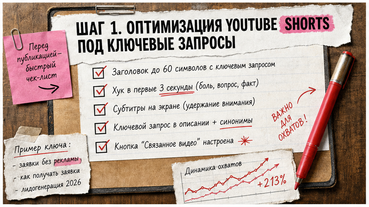 Чеклист оптимизации YouTube Shorts под ключевые запросы
