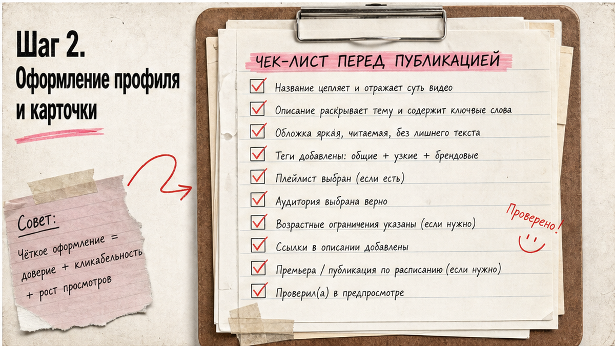 Чеклист / printable board: Шаг 2. Оформление профиля и карточки