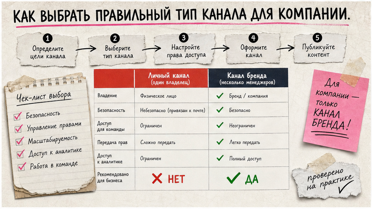 Сравнительная таблица: Личный канал против коммерческого Канала бренда