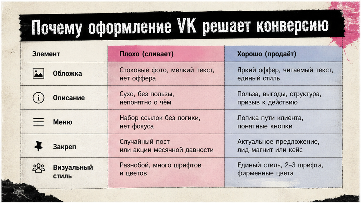 Иллюстрация: Почему оформление сообщества VK решает конверсию
