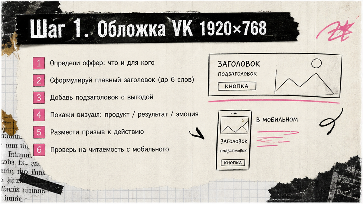 Иллюстрация: Шаг 1. Настройте десктопную и мобильную обложку